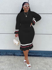 Vestido de punto acanalado con dobladillo con volantes