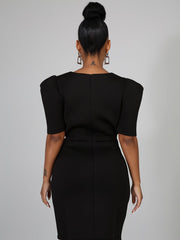 Midikleid mit V-Ausschnitt und Rüschen