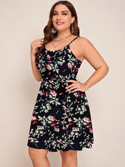 Vestido midi con estampado floral y tirantes finos