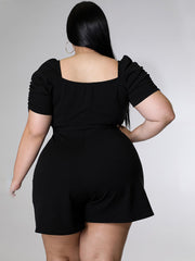 Jumpsuit mit Puffärmeln und einfarbiger Optik