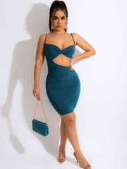 Vestido midi ajustado con tirantes finos