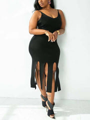 Vestido con borlas y tirantes finos