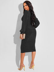 Vestido midi ajustado con purpurina