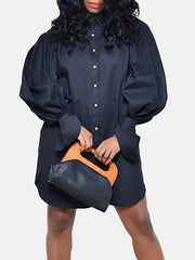 Minivestido fruncido con mangas abullonadas