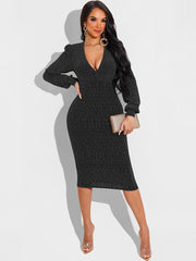 Vestido midi ajustado con purpurina