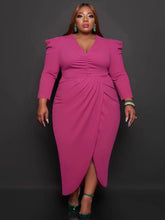 Vestido midi de color liso con escote en V