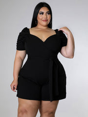 Jumpsuit mit Puffärmeln und einfarbiger Optik