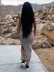 One Shoulder High Split Maxi Dress