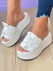 Sandalias de plataforma con lazo y punta redonda