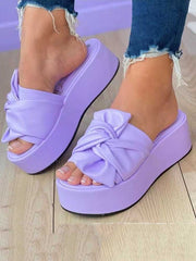 Sandalias de plataforma con lazo y punta redonda