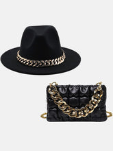 Conjunto de bolso con cadena y sombrero a juego