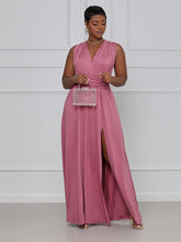 Solid Bandage Backless Slit Dress