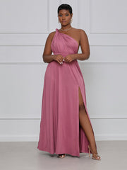 Solid Bandage Backless Slit Dress