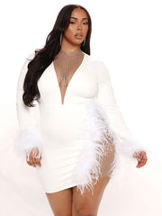 Minikleid mit Strass-Feder