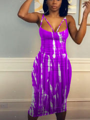 Vestido camisero ajustado con efecto tie dye