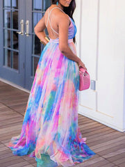 Vestido camisero de gasa con efecto tie dye