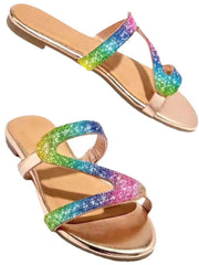 Zapatillas de punta redonda con diamantes de imitación