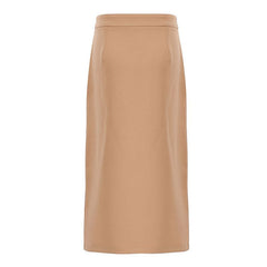 Geschlitzter Midi-Wickelrock mit Knopfleiste und hoher Taille - Khaki