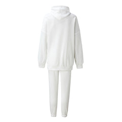 Long Sleeve Hoodie Matching Set - White