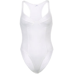 Sweetheart Bustier Racerback High Leg Fitted Bodysuit - White