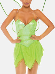 Conjunto de minivestido y alas de hada con lentejuelas