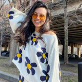 Conjunto de jersey y pantalones cortos de punto con estampado floral bonito a juego - Blanco