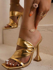 Sandalias de PU con punta cuadrada