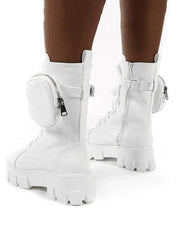 Botas de tacón grueso con cordones de PU