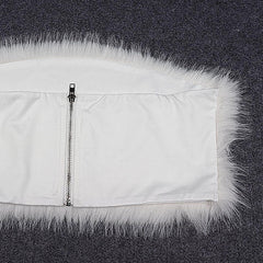 Enchanting Solid Color Zip Up Strapless Crop Top - Black