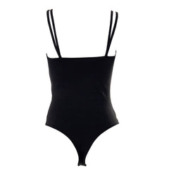 Fascinating Panel - Body tipo tanga de corte alto con doble tirante - Color caqui