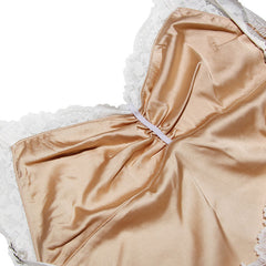 Vestido midi de cóctel ajustado con espalda abierta, ribete fruncido y encaje floral - Blanco