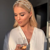 Diadema glamurosa en capas adornada con diamantes de imitación de cristal - Plateado