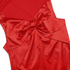 Ärmelloses rückenfreies Maxi-Abendkleid mit Schleife und Fischschwanz - Rot