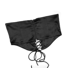 V Neck Lace Up Side Split Bodycon Slip Mini Dress - Black