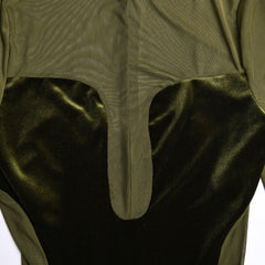 Transparentes Maxikleid aus Samt mit Stehkragen und langen Ärmeln - Grün