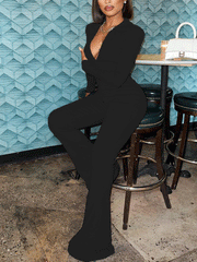 Mono de pierna ancha acanalado con cremallera