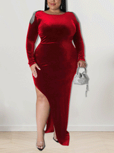 Vestido midi de terciopelo con abertura en la espalda