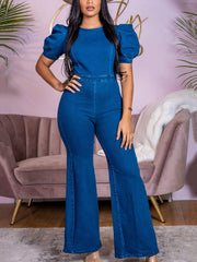 Rückenfreier Jeans-Overall
