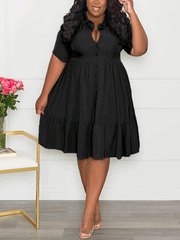 Vestido mini de corte A con escote en V y solapas