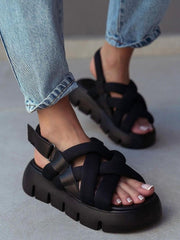 Sandalias de plataforma con tiras cruzadas de velcro