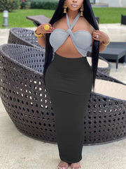 Vestido largo ajustado con espalda descubierta y huecos