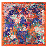 Print Square Silk-Twill Scarf - Orange
