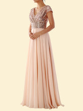 V-Neck Sequin Evening Dress