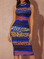 Vestido midi ajustado con estampado