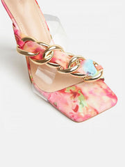 Sandalias de tacón con cadena