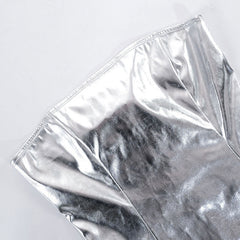 Trägerloses, figurbetontes Club-Minikleid mit Schlitzbesatz - Silber