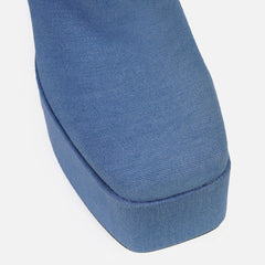 Botas de plataforma con tacón alto de mezclilla por encima de la rodilla - Azul jean
