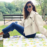 Long Sleeve Collared Cropped Trench Coat - White