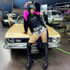 Pantalones cortos de cuero con cintura alta y volantes y pierna ancha - Plateado