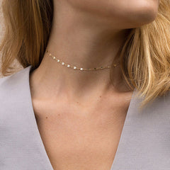Vergoldete Choker-Halskette mit Einzelglied - Gold